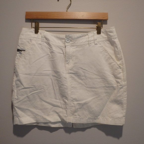 White Linen/Cotton Blend Skirt - Sz 8 - Picture 1 of 4
